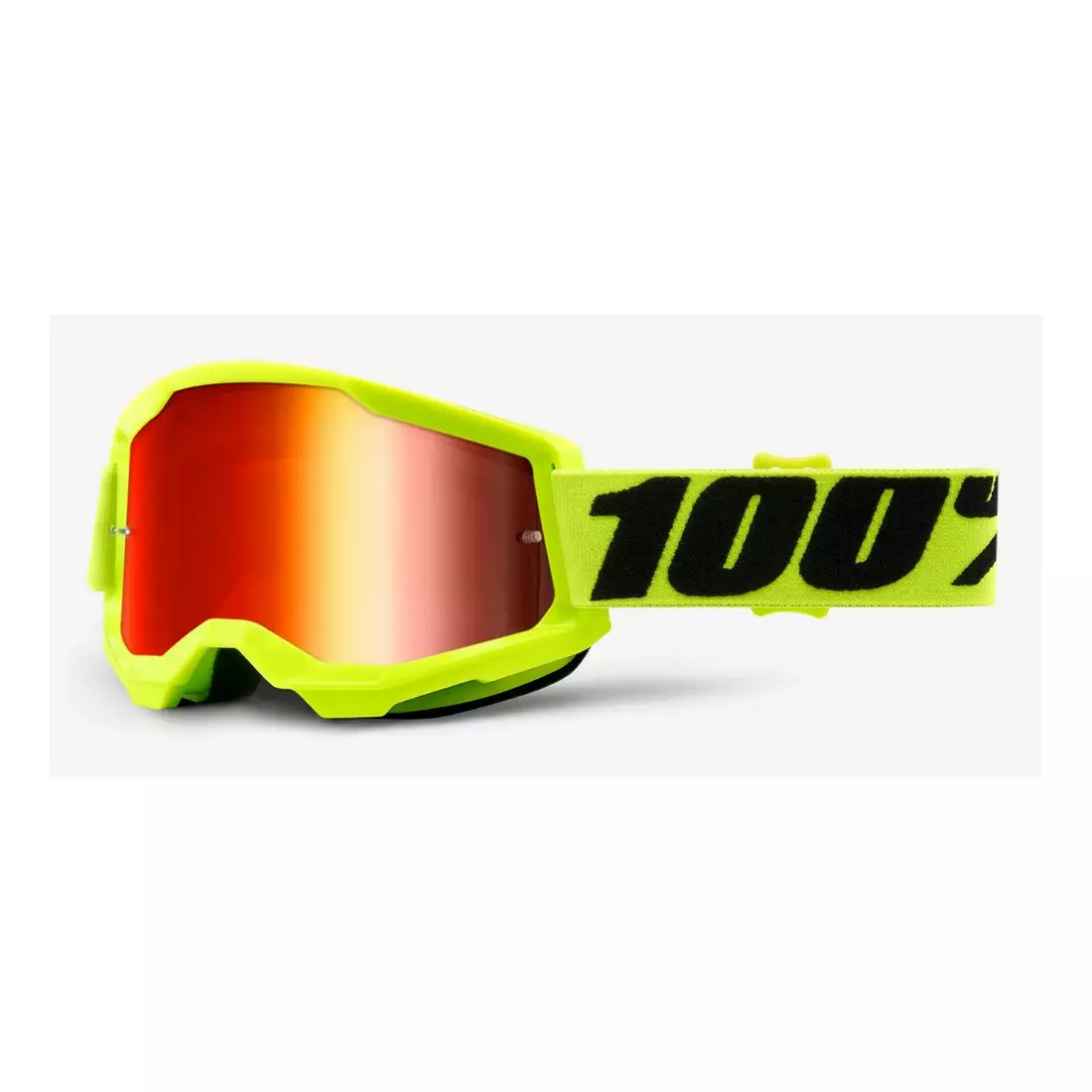 100% kerékpáros szemüveg  STRATA 2 (tükrözött piros Anti-Fog lencse, LT 38%+/-5%) fluo yellow STO-50421-251-04
