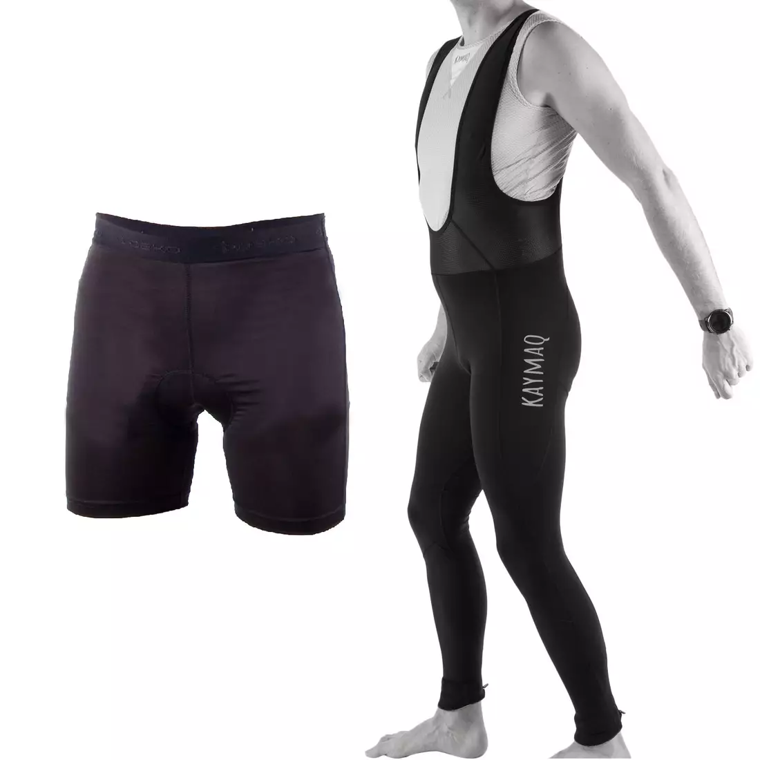 [Set] KAYMAQ szigetelt vállpántos nadrág CHAOS + DEKO párnázás nélkül, kerékpáros boxerrel, 3D GEL párnával