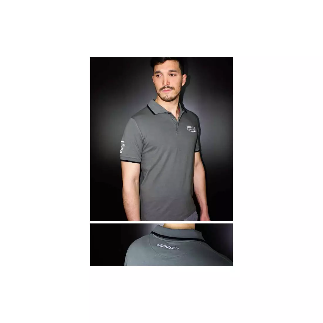 SELLE ITALIA férfi rövid ujjú póló POLO T-SHIRT antracite grey SIT-98541S0000002