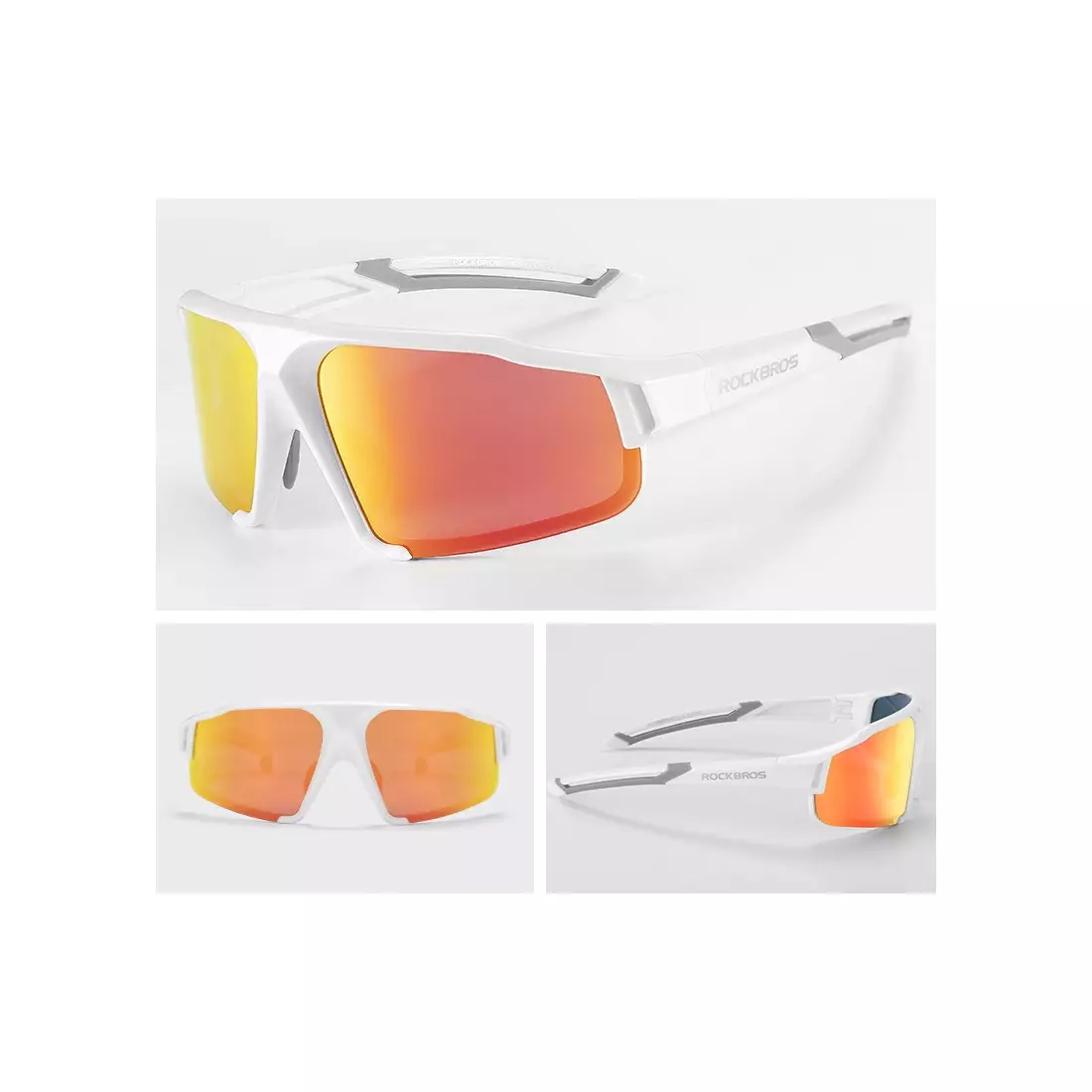 Rockbros SP216WR Polarizált kerékpáros / sport szemüveg, fehér