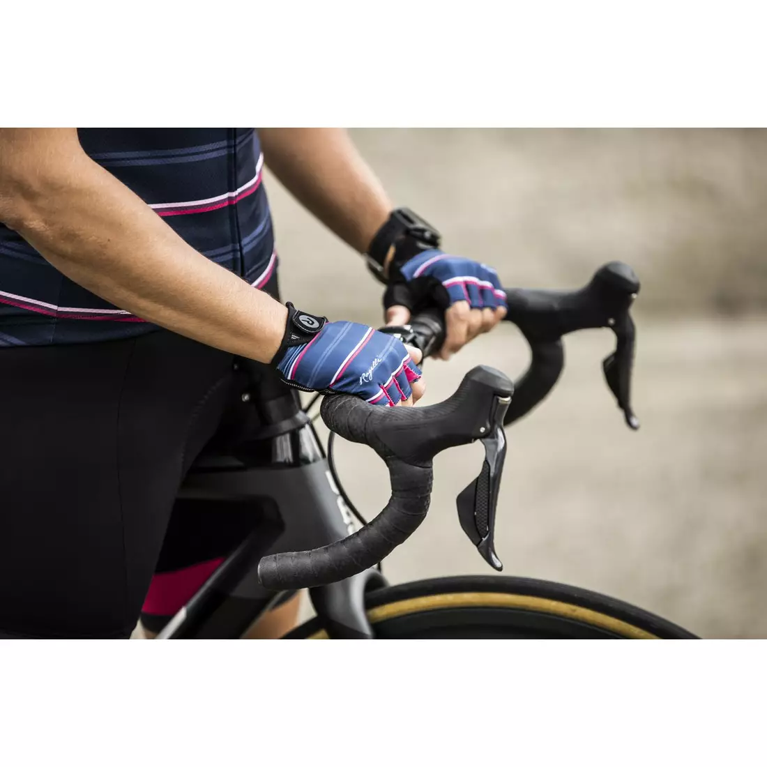 ROGELLI női kerékpáros kesztyű STRIPE blue/pink