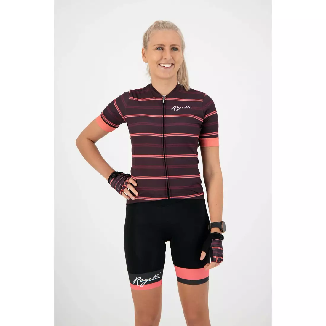 ROGELLI női kerékpáros mez STRIPE red/coral 010.149