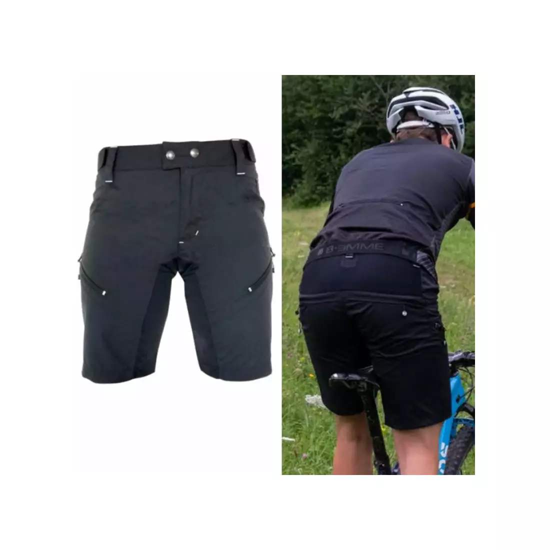 Biemme E-BIKE férfi kerékpáros rövidnadrág, fekete