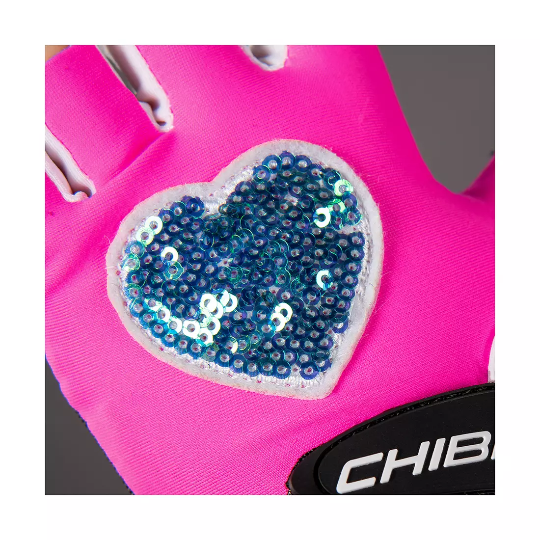 CHIBA COOL KIDS gyermek kerékpáros kesztyű rózsaszín / szív