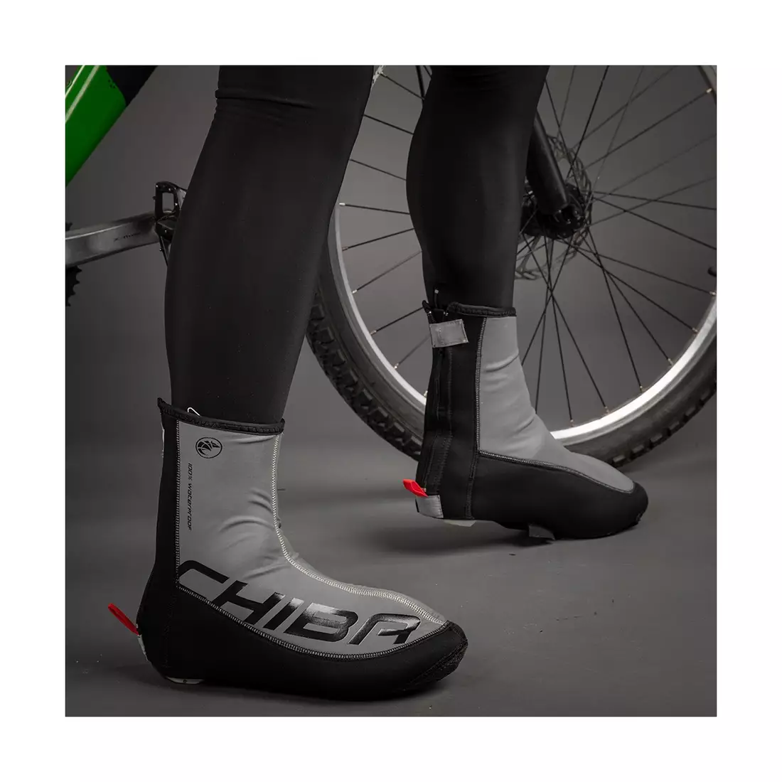 CHIBA THERMO NEOPREN UBERSCHUH esővédő kerékpáros cipőkhöz, fényvisszaverő ezüst színben 31439