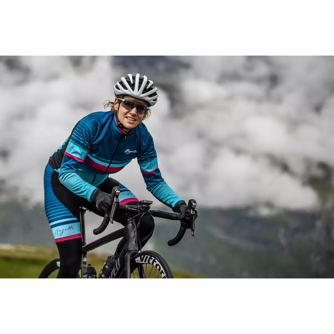 ROGELLI Női téli kerékpáros kabát IMPRESS kék-rózsaszín