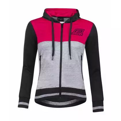 FORCE ADRIANA női sport pulóver, fekete és rózsaszín