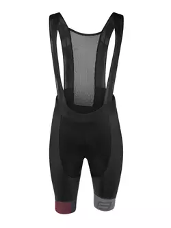 FORCE Férfi kerékpáros rövidnadrág nadrágtartóval ASCENT, fekete és szürke 900300