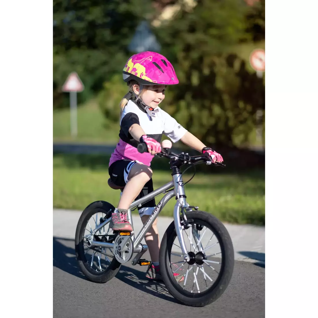FORCE Gyerek kerékpáros sisak FUN ANIMALS, fluo-rózsaszínű 9022445