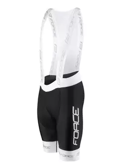 FORCE Kerékpáros nadrág nadrágtartóval TEAM PRO PLUS, fekete és fehér, 900804