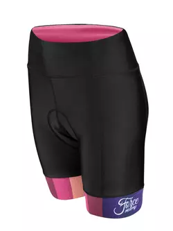 FORCE VICTORY női kerékpáros rövidnadrág betéttel, fekete és rózsaszín