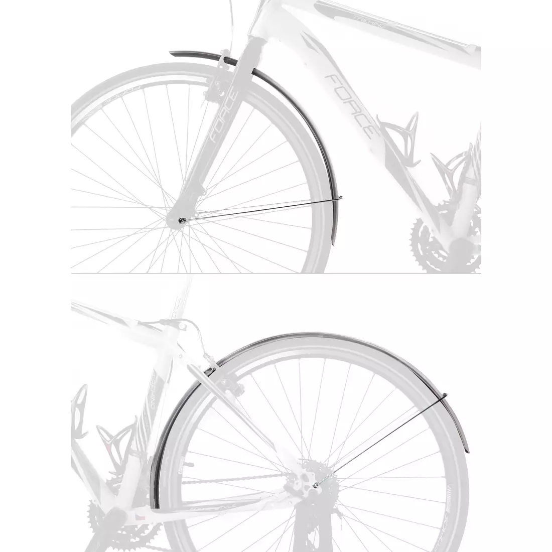 FORCE kerékpár sárvédő készlet TREKKING silver 89908