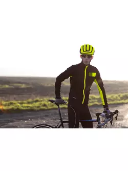 FORCE téli kerékpáros kabát férfiaknak FROST, fekete-fluo 900021