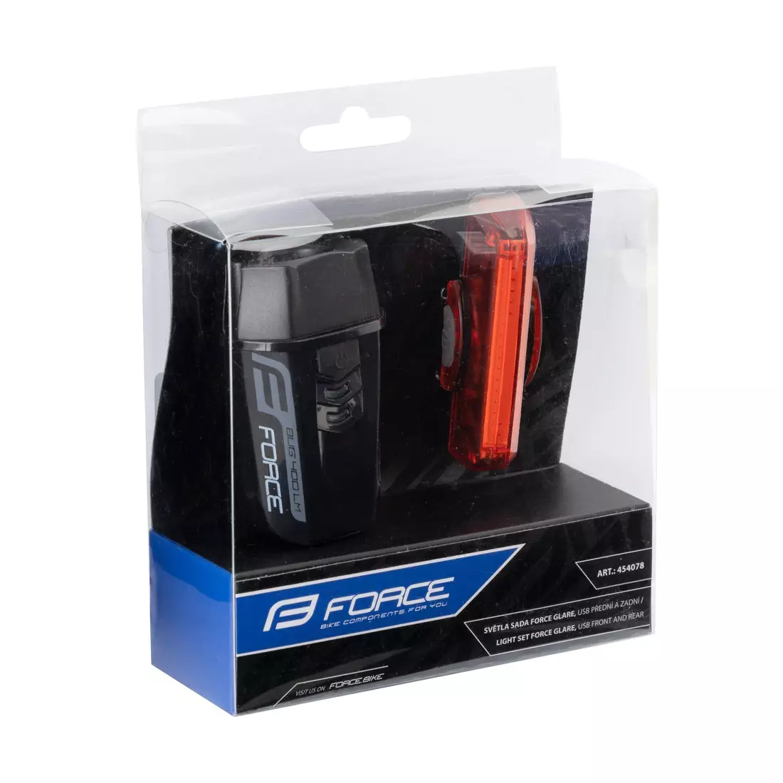 FORCE kerékpár lámpák halmaza GLARE USB black 454078