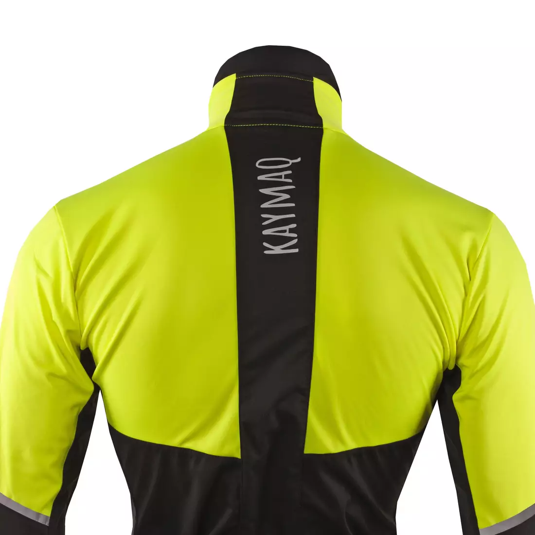 KAYMAQ JWS-004 férfi téli kerékpáros kabát softshell fluo sárga-fekete