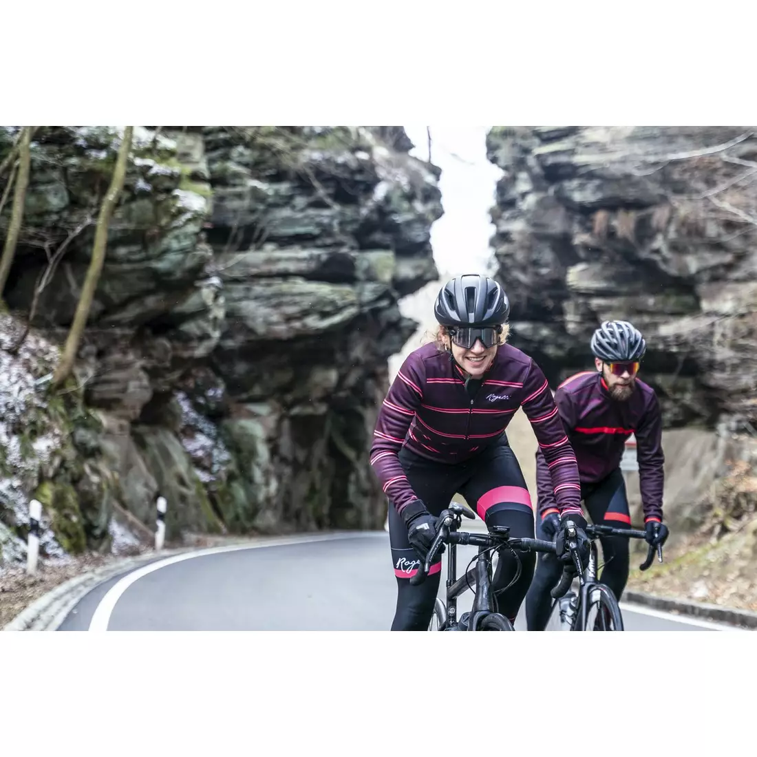 ROGELLI női téli kerékpáros kabát STRIPE bordeaux/coral ROG351089