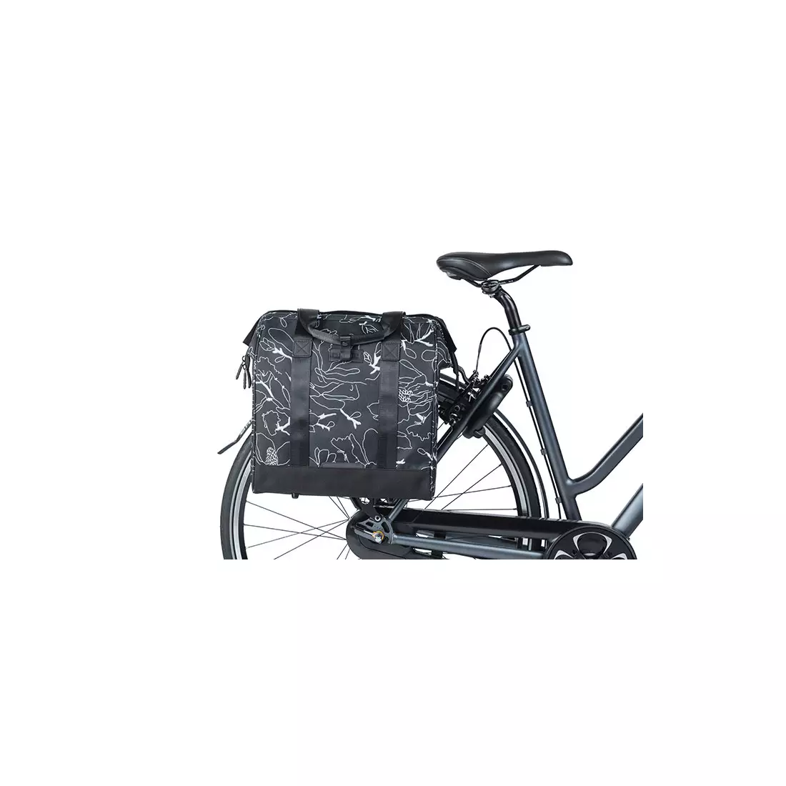 BASIL Városi kerékpártáska - egyszemélyes CITY GRAND SHOPPER, flower black 18250
