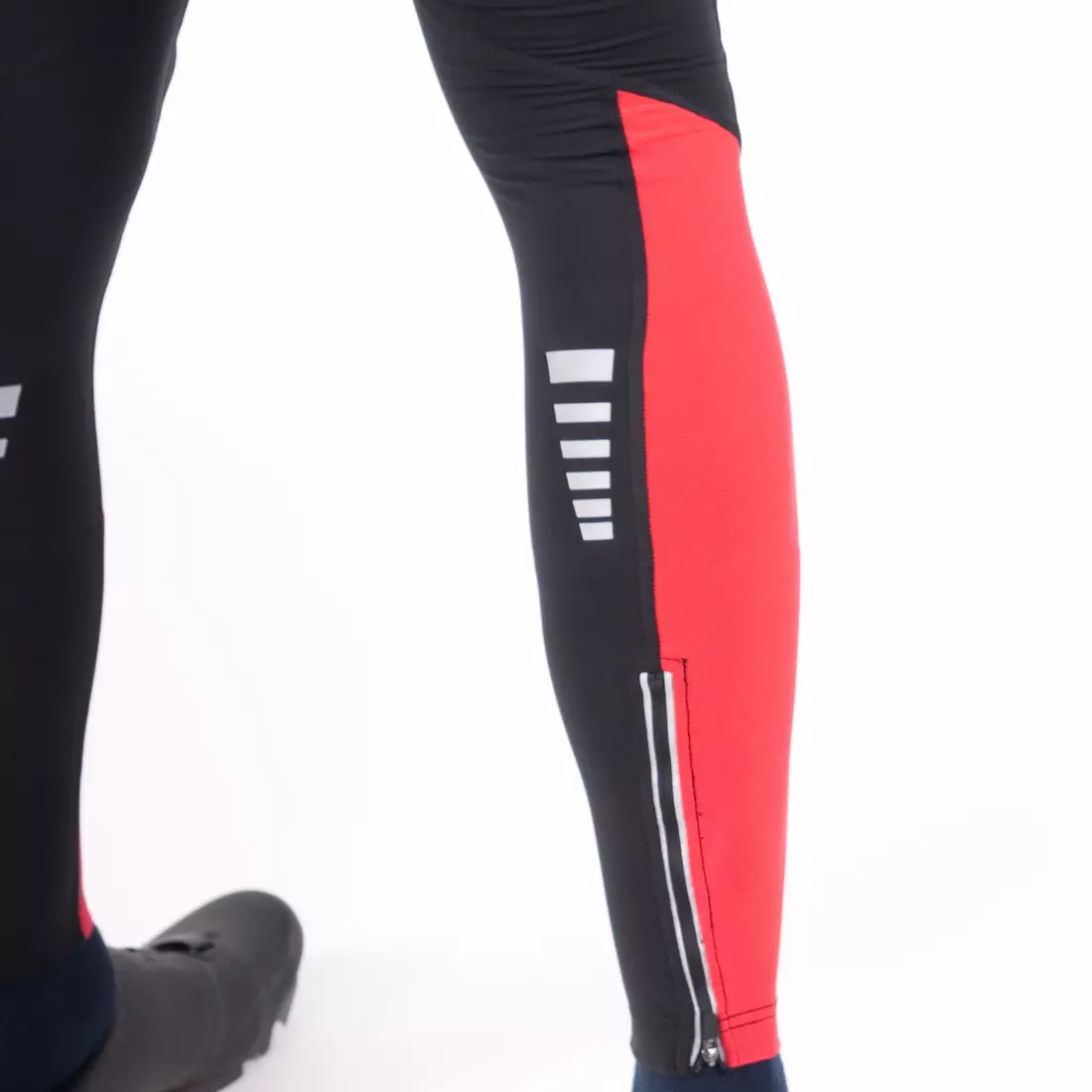 KAYMAQ DKBT-2022 szigetelt kerékpáros nadrág, gélbetét, harisnyatartó, fekete és piros