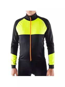 KAYMAQ JWS-002 Férfi téli kerékpáros kabát, softshell, fekete-fluo