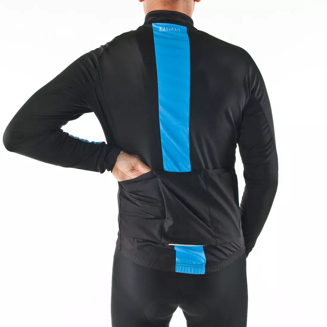 KAYMAQ JWS-002 Férfi téli kerékpáros kabát, softshell, fekete-kék
