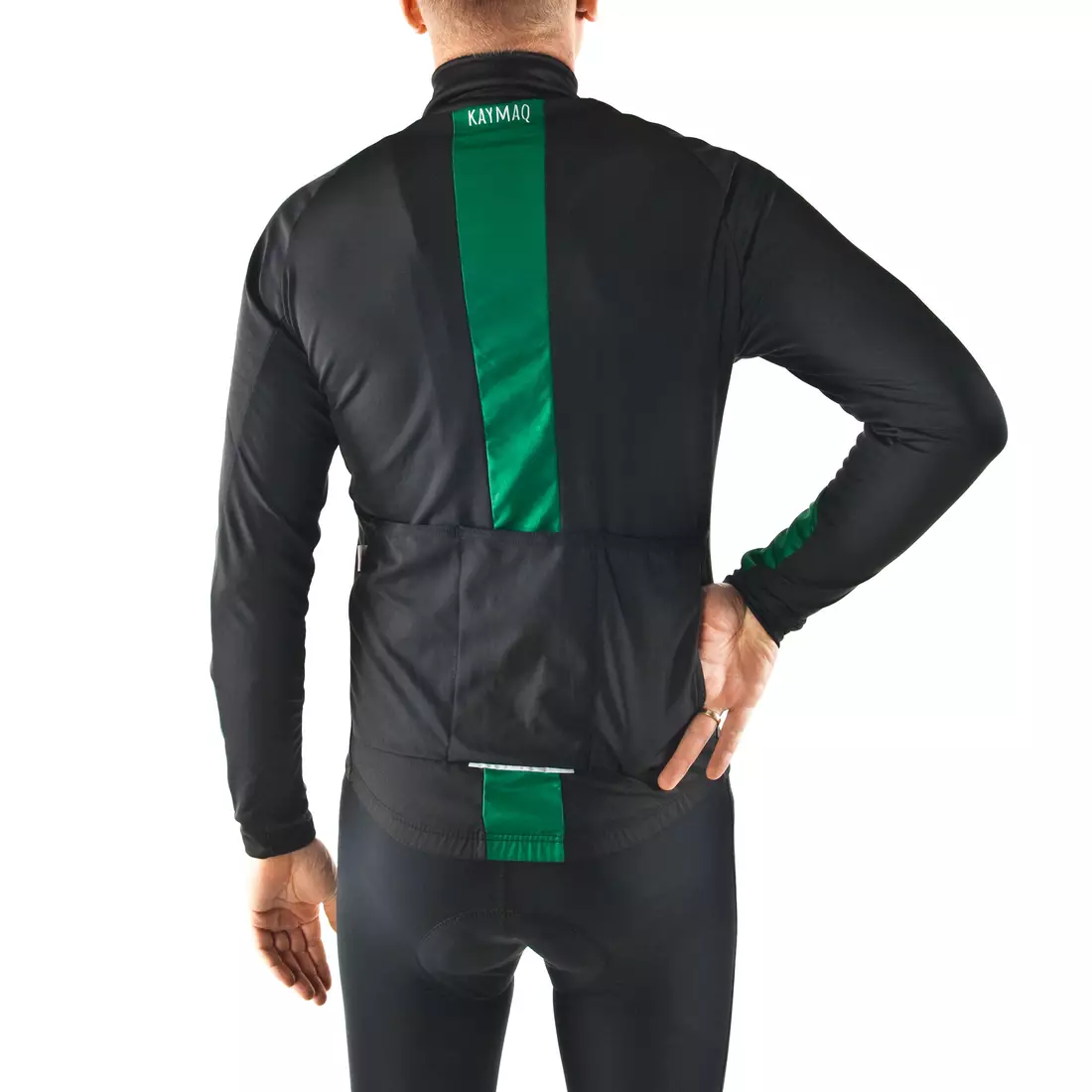 KAYMAQ JWS-002 Férfi téli kerékpáros kabát, softshell, fekete-zöld