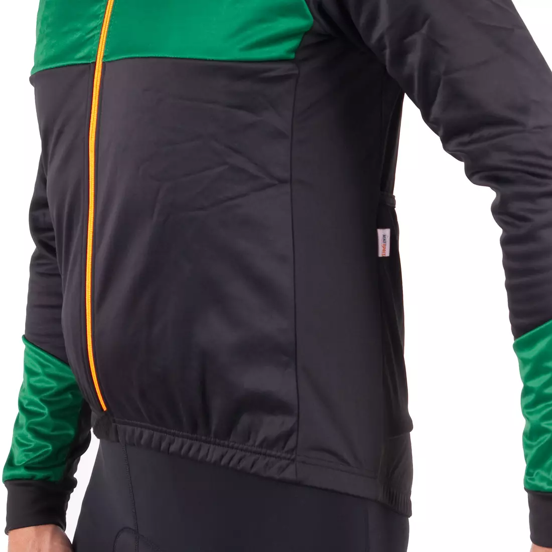 KAYMAQ JWS-002 Férfi téli kerékpáros kabát, softshell, fekete-zöld