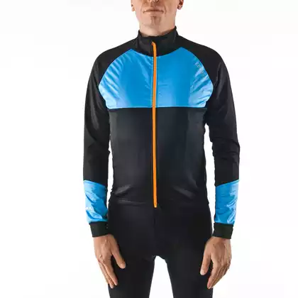 KAYMAQ JWS-002 Férfi téli kerékpáros kabát, softshell, fekete-kék