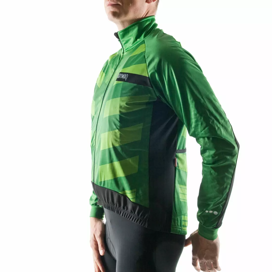 KAYMAQ férfi téli kerékpáros kabát softshell, zöld JWS-001 