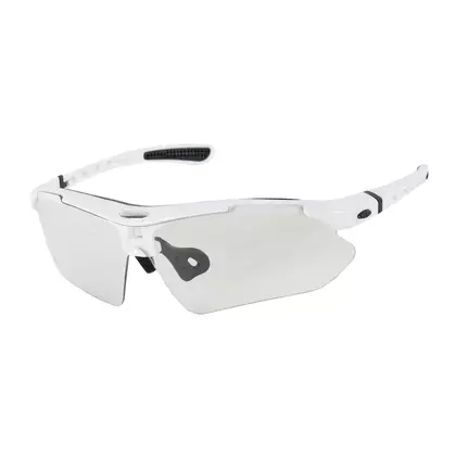 Rockbros sport szemüveg fotokróm + korrekciós betéttel fehér 10142