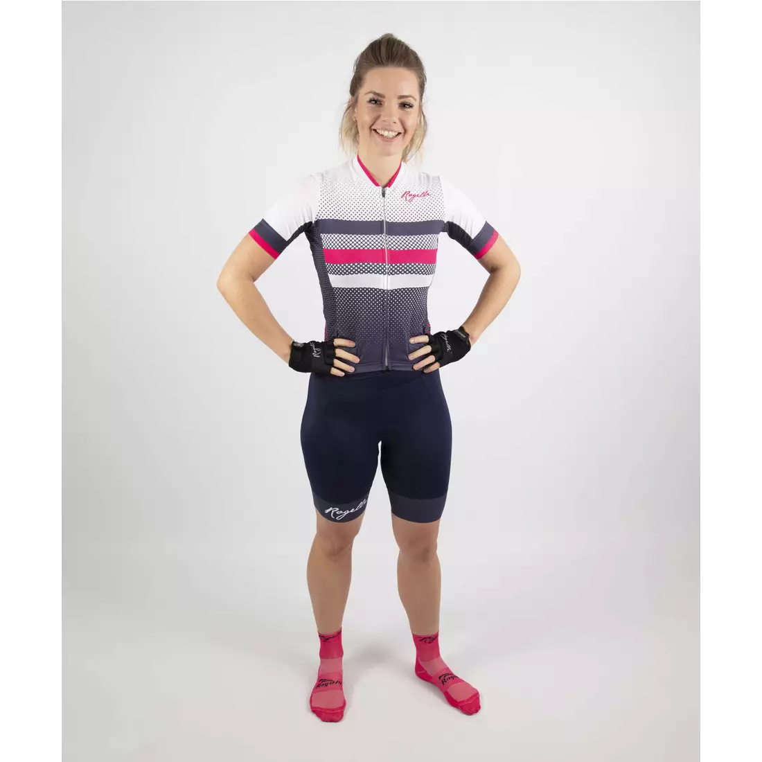 ROGELLI női kerékpáros mez DOT blue/pink 010.177
