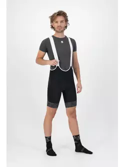 ROGELLI CAMO Férfi kerékpáros rövidnadrág nadrágtartóval, fekete és szürke