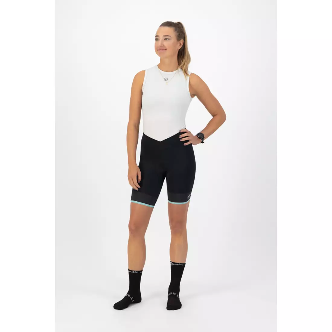 ROGELLI SELECT II Női kerékpáros nadrág, fekete és türkiz