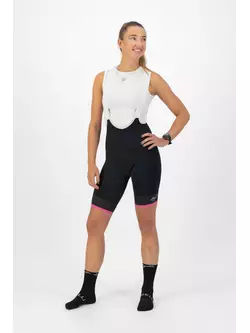 ROGELLI SELECT II Női kerékpáros rövidnadrág nadrágtartóval, fekete és rózsaszín