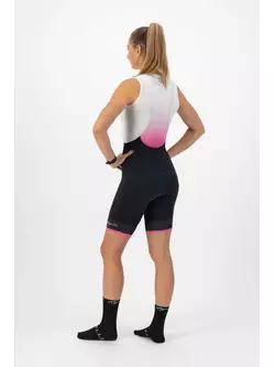 ROGELLI SELECT II Női kerékpáros rövidnadrág nadrágtartóval, fekete és rózsaszín