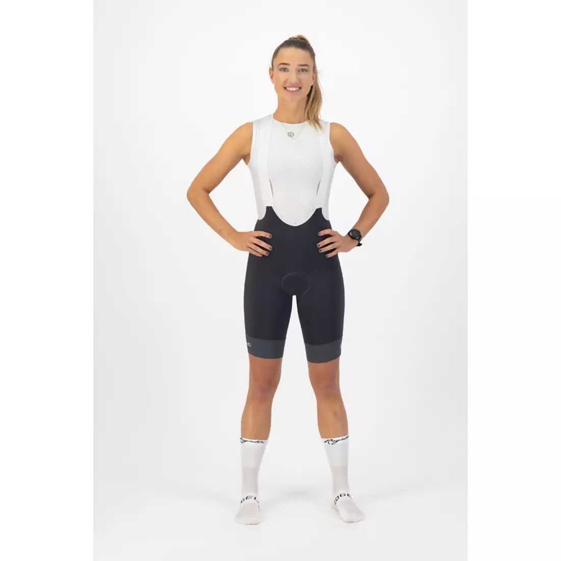 ROGELLI SELECT II Női kerékpáros rövidnadrág nadrágtartóval, szürke