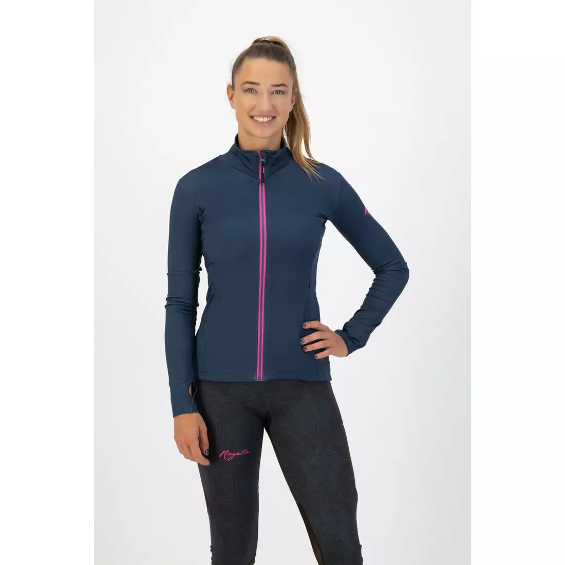 Rogelli JUNE női futó pulóver, sötétkék és rózsaszín