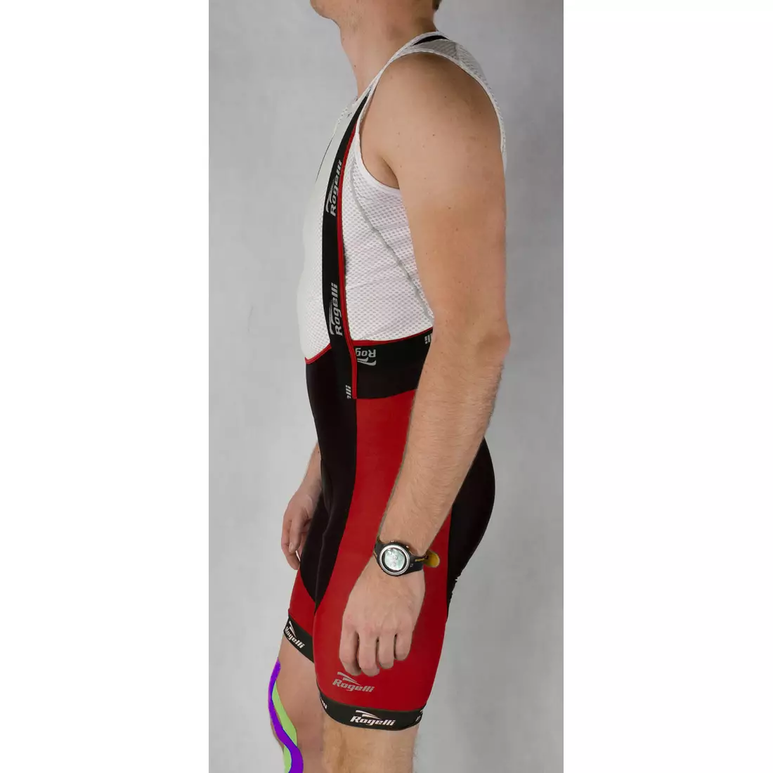 ROGELLI PORCARI - férfi kantáros rövidnadrág, színe: fekete és piros
