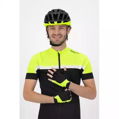 ROGELLI ESSENTIAL Férfi kerékpáros kesztyű, fekete és sárga