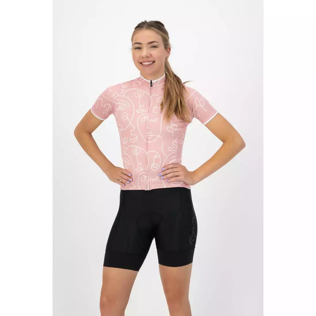 ROGELLI FACES Női kerékpáros mez, rózsaszín 