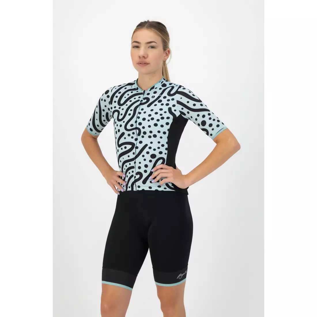 Rogelli ABSTRACT női kerékpáros mez, türkiz-fekete