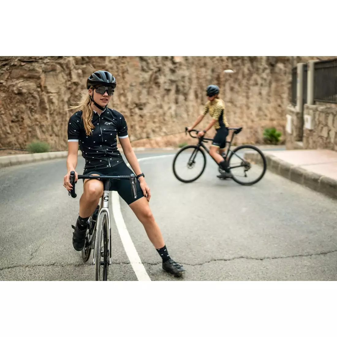 Rogelli HEARTS női kerékpáros mez, fekete és fehér