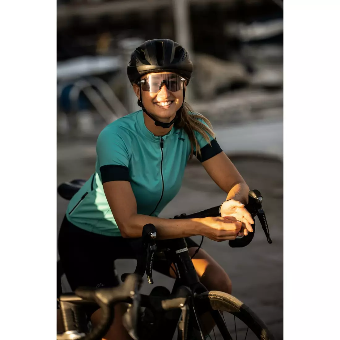 Rogelli MODESTA női kerékpáros mez, türkiz-fekete