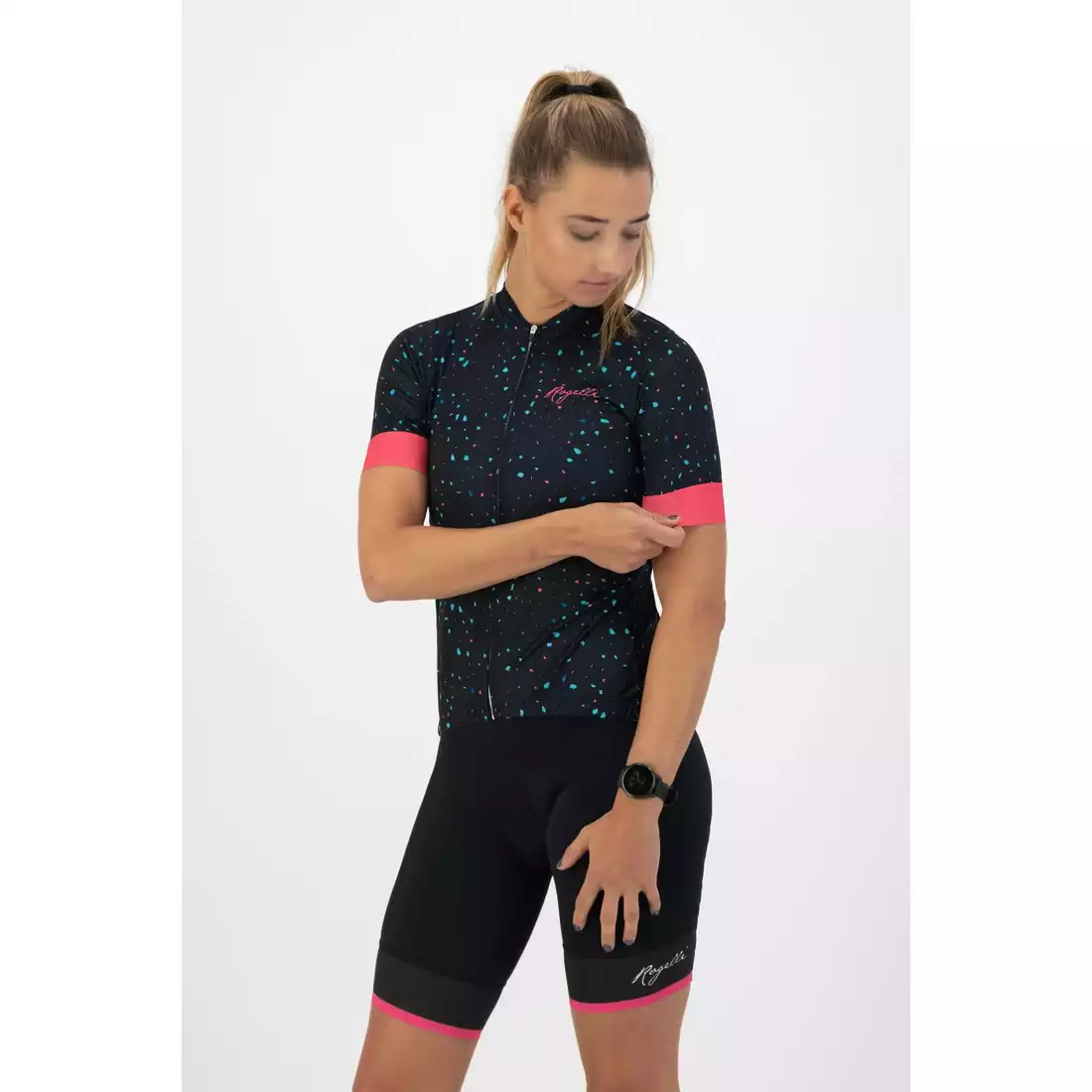 Rogelli TERRAZZO női kerékpáros mez, sötétkék és rózsaszín