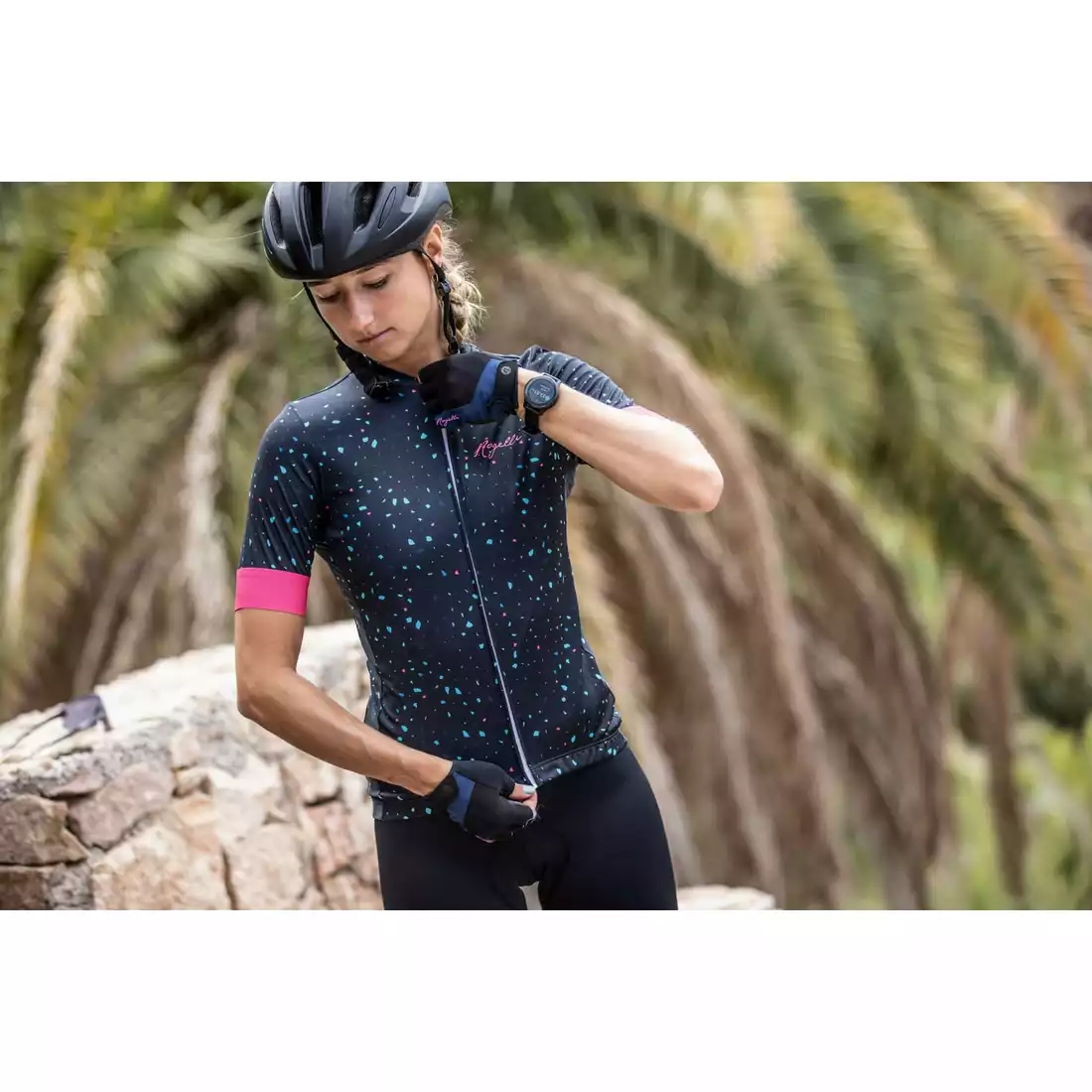 Rogelli TERRAZZO női kerékpáros mez, sötétkék és rózsaszín