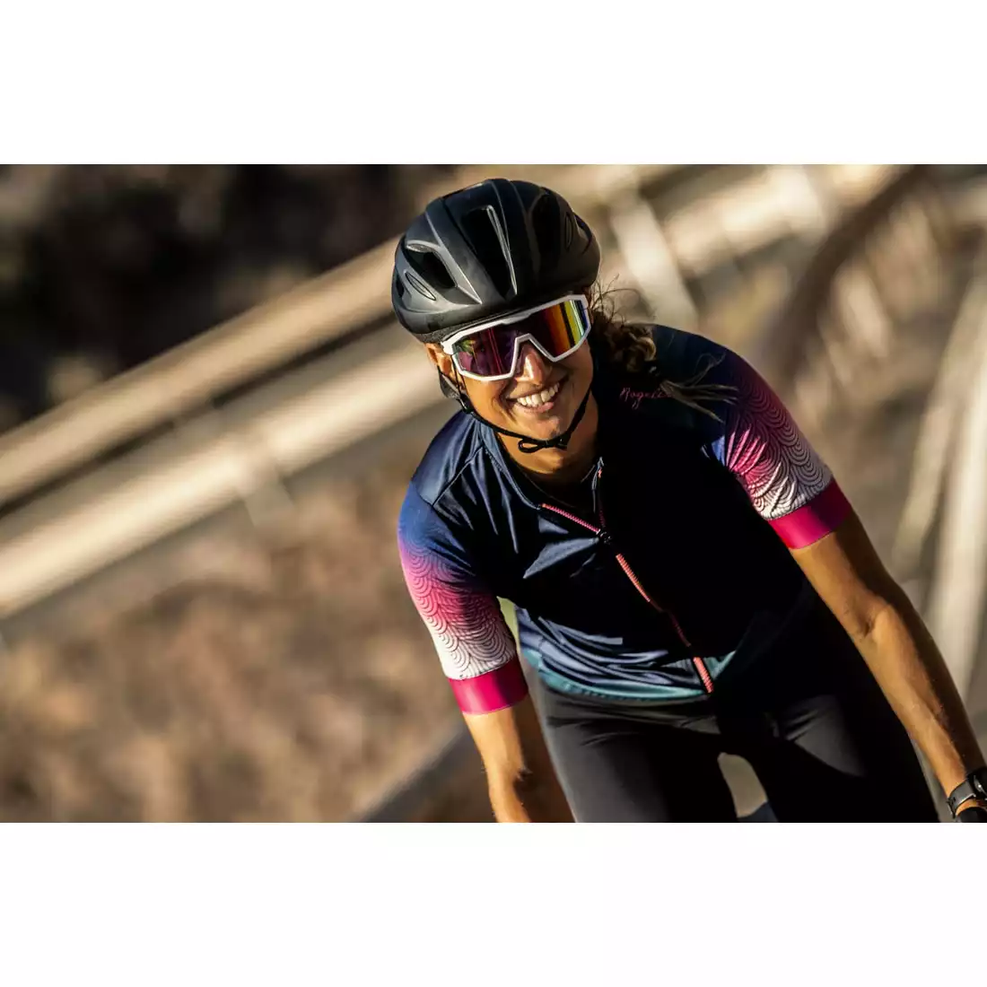 Rogelli WAVES női kerékpáros mez, sötétkék és rózsaszín