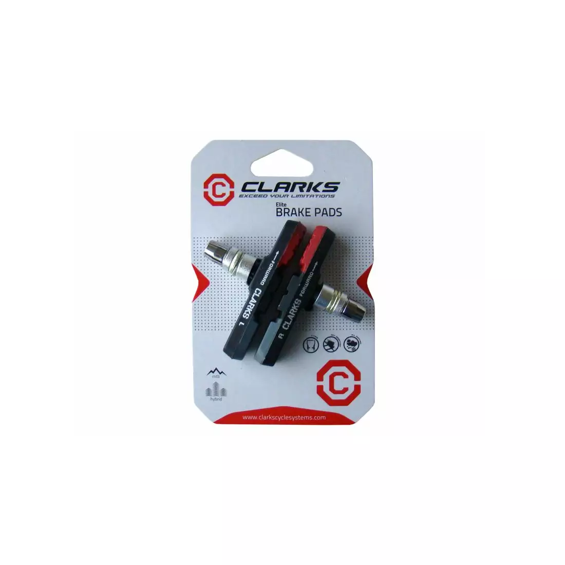 CLARKS CPS301 MTB Fékbetétek fékekhez V-brake, Piros-fekete-szürke
