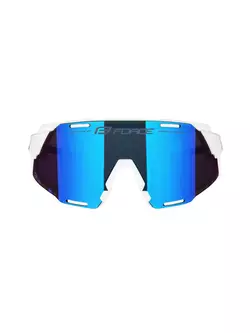 FORCE GRIP Sportszemüveg, kék REVO lencsék, fehér