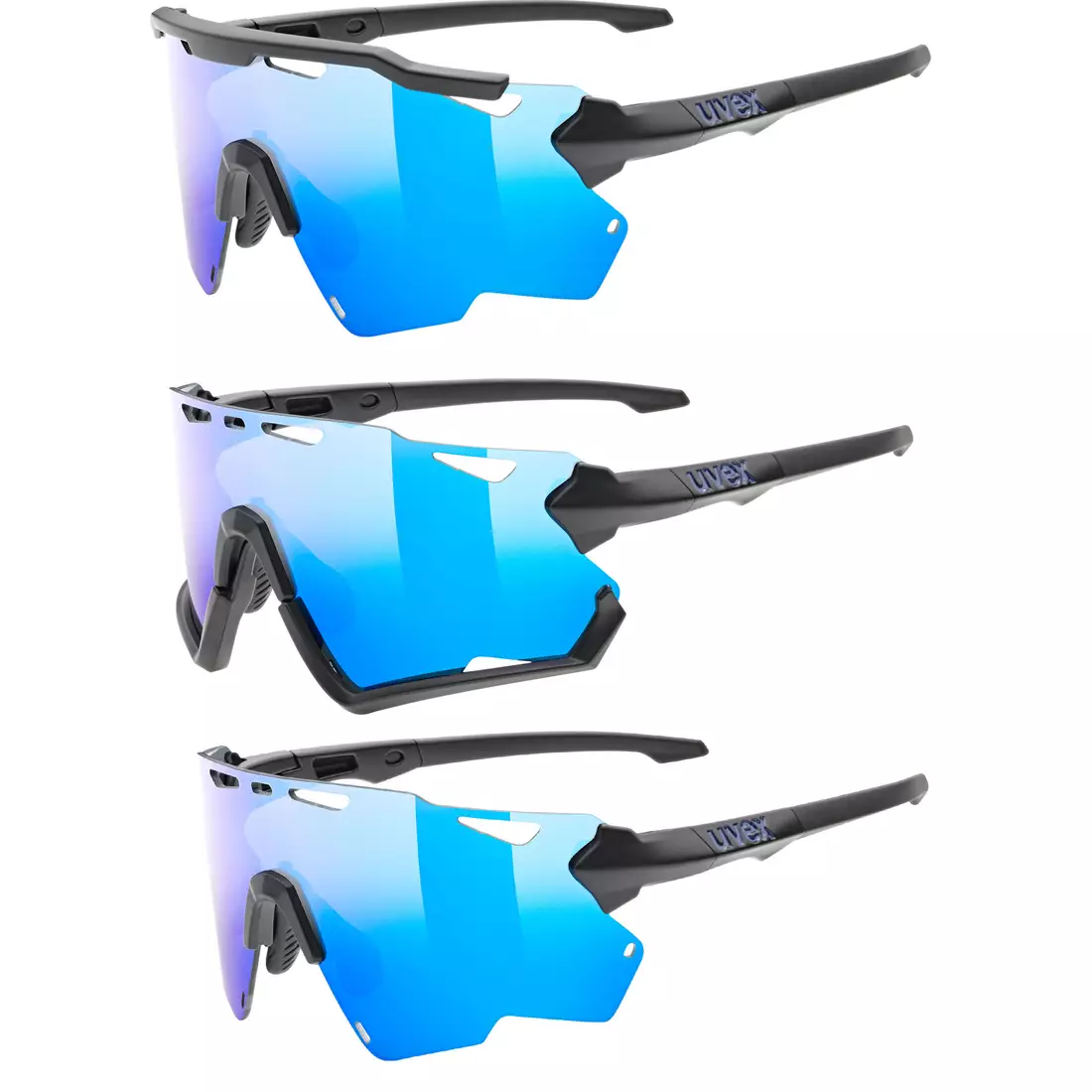 UVEX sportszemüveg Sportstyle 228 mirror blue (S2), fekete