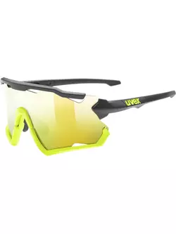 UVEX sportszemüveg Sportstyle 228 mirror yellow (S3), fekete-fluor