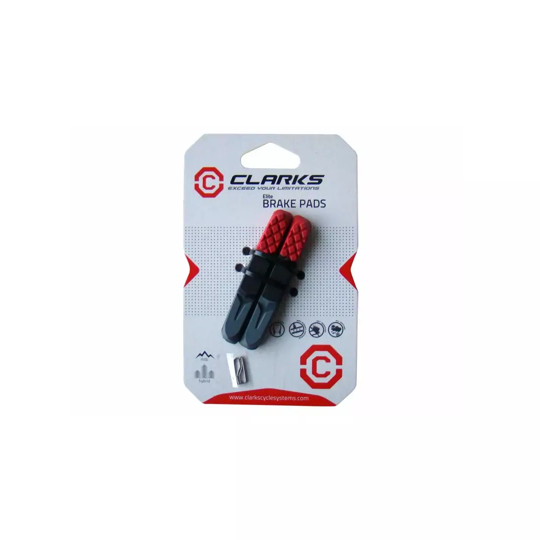 CLARKS CPS501 Fékbetétek fékekhez MTB V-Brake, piros-fekete-szürke